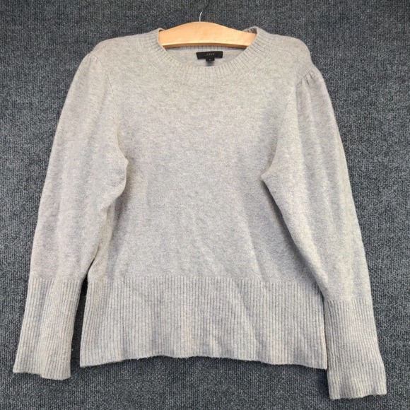 J. Crew Women's Pullover Sweater Gray Medium Long Sleeve Crew Neck Merino Alpaca - Picture 2 of 13